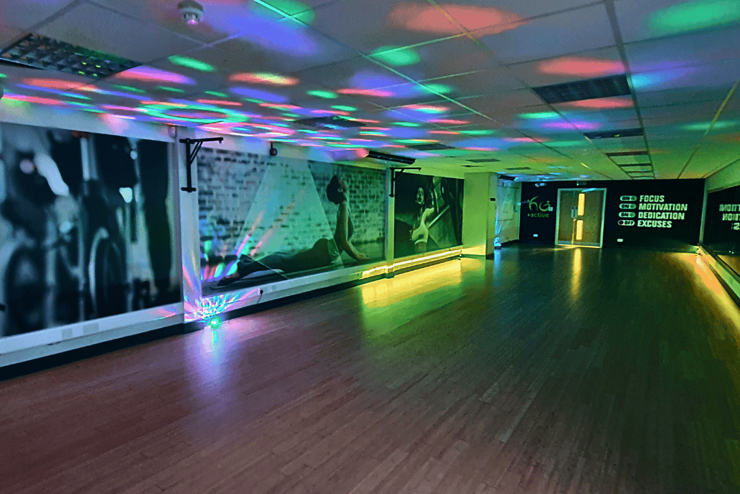 Hazel Grove Sports Centre Dance Studio with disco lights