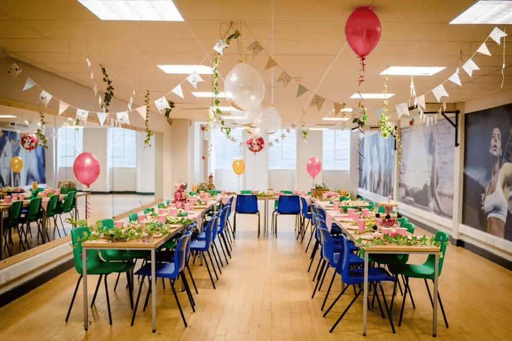 A party set up in Hazel Grove Sports Centre Dance Studio